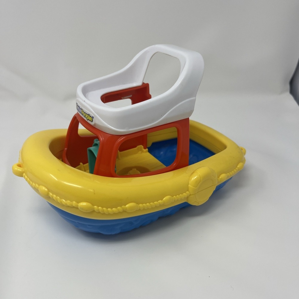 Fisher Price Little People Floaty Tug Bath Boat Mattel 2014 Pretend Play Toy